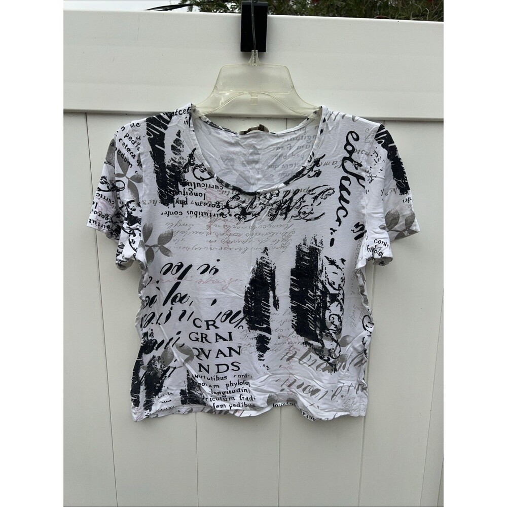Marco Pecci Women's Top Blouse Size UK 42 US Large* Cropped Tee Abstract